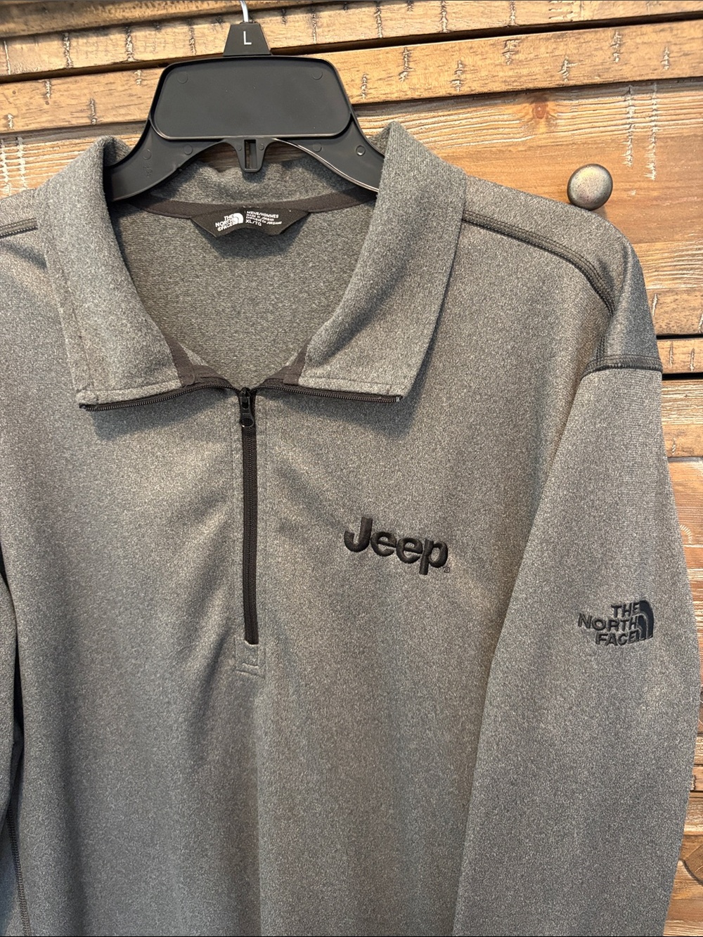 The North Face Men's Gray Quarter-Zip Fleece with Jeep Embroidery